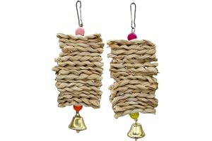 Papegoja fågel tuggleksaker, uppmuntrar tuggning, 6,5 x 2,6 x 18 cm, fågel hängande leksak, fönsterpinne tillbehör, interakti