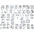 KitchenCraft Sweetly Does It Alphabet Cookie Cutters Set with Storage Bag, In Gift Box, Metal (Set of 34 Large Number and Letter Stencils) Silver, 6.5 x 4.5 cm