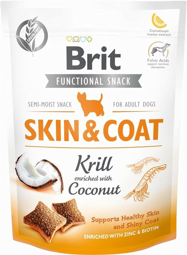 Brit Care Functional Snack, Parlak Tüyler Ve Sağlık Cilt İçin, Tahılsız, Kril Ve Hindistan Cevizli, Fonksiyonel Yetişkin Köpek Ödülü, 150 g
