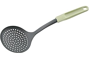 Fackelmann Ecolution Espumadera, Utensilio de Cocina Sostenible de Fibras de Madera y Plástico orgánico, Diseño Ergonómico, 34x11,5 cm, Color Verde Menta y Gris Piedra, 1 ud.