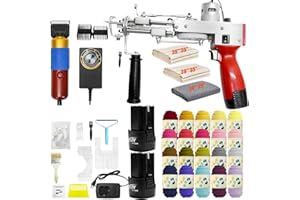 Aisny Pistola Mechones, Juego Mechones Máquina para Alfombras Cortador Alfombras 2 * 2600 mAh Batería para Pelo Cortado Y Pila Bucles 20 Rollos Hilo con Paños Mechones con Pistola Mechones