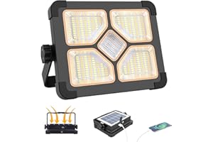ERAY 150W Projecteur LED Rechargeable, Projecteur LED Chantier Portable Batterie 15000mAh, Lampe de Travail 5 Modes/296 perles LED/Power Bank, Projecteur de Chantier pour Garage, Camping, Extérieur