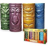 mikamax - Tiki Becher – Tiki Mugs - 4er Set - Keramik - Cocktailbecher - Cocktailgläser - Tiki Bar Zubehör…