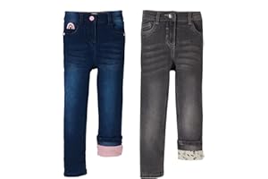 WEICHERS 2er Pack Kinder Thermohosen Jeanshose Jeans Mädchen Jungen Hose warm gefüttert Winterhose kuschelig 92-158