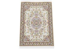 DTTRA Entatial Mini dywan do domku dla lalek, 16 x 10 cm, piękna jedwabna nić, do domku dla lalek, miniaturowy dywan do domku dla lalek 1:12 (poranne światło)