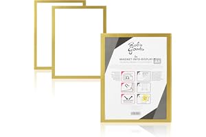 Robin Goods® 3x - marco de información A4 - portadocumentos - autoadhesivo con cierre magnético (3 piezas - color dorado)