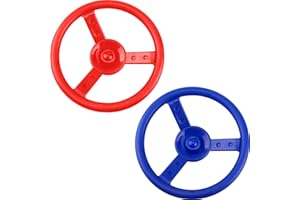 Haconba 2 Pack Steering Wheel Playset Plastic Pirate Ships Wheel with Mounting Tools for Kids Playground Outdoor Gym (Blue, Red)