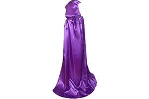 Txian Adult Long Cape with Hood - Unisex Design, 150cm, Satin (Purple)