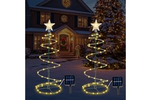 YUMSUR 2 Pack Outdoor Solar Christmas Decoration,Spiral Solar Christmas Tree Lights with 8 Light Modes,Waterproof Pathway Lights for Outdoor Gardens,Yard,Patios