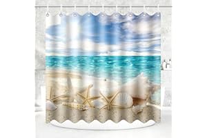 LTZGO 180x200CM Tenda da Doccia Antimuffa Impermeabile Poliestere Lavabile Stile oceano Tenda Divisoria con 12 Ganci a C per la vasca da Bagno Casa e Hotel Caravan Dormitorio