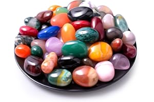 SigMntun Mischung Trommelsteine 2 cm, 24 Stück 430 g – polierte Edelsteine, natürliche Kristalle & Heilsteine, Halbedelsteine, bunte Glückssteine für Chakra, Deko & Mineralien Set