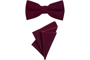 DonDon Herren Fliege gebunden längenverstellbar und Einstecktuch aus Baumwolle