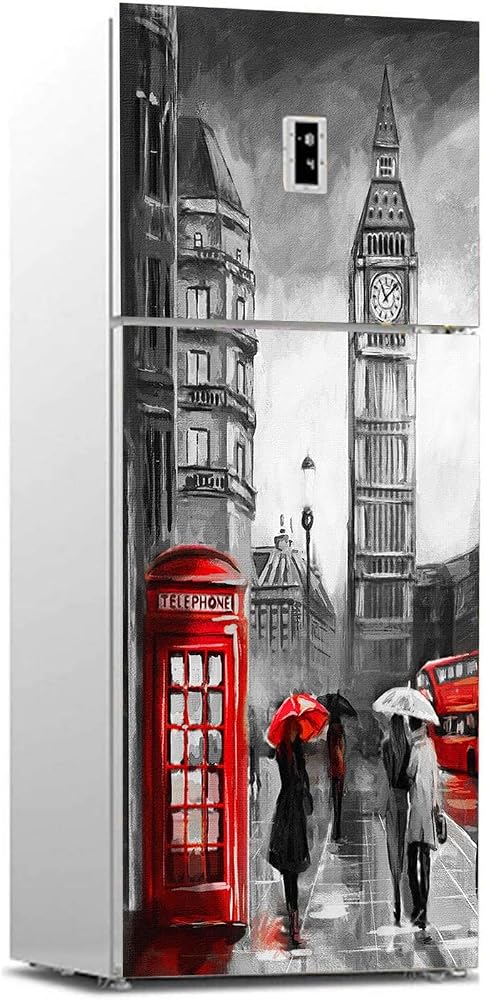 Buzdolabı Sticker Kaplama Dolap Kaplama Etiketi Londra Yağlıboya