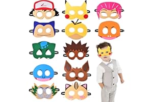 Ctxtqtdt 12 Pièces Masques Enfant, Masque Cosplay en Feutre avec Corde Élastique, Masque Bal Masqué pour Déguisement Cosplay Carnaval Fête d'Anniversaire