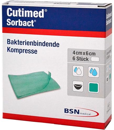 MEDICAZIONE ADSORBENTE DI CAPTAZIONE BATTERICA CUTIMED SORBACT 10x10cm 5 Pezzi - Foto 7