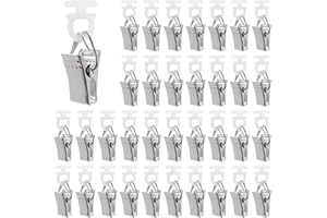 Ceeyoll 50 Stück Vorhang Clips, 32mm Metall Vorhangringe Mit Clips, Gardinenklammern, Vorhang Klammern, Gardinenhaken Zum Klemmen, Geeignet Für Vorhänge, Duschvorhänge, Fotos