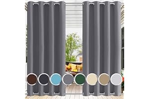Ufamiluk Rideaux pergola Exterieur imperméable Opaque Anti UV isolants Thermiques Rideau extérieur imperméable pour pergola extérieur Jardin terrasse Gris 280x220cm (BxH 1 pièce)