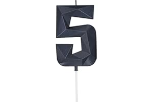 DERVENTA Large Birthday Candle Number 3D Black 3.7 inch Party Celebration Anniversary Decoration Cake Topper 1 Piece (Number 5 Black)