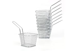 FreeTec 8 Stück Mini Bratenkorb Edelstahl Frittierkörbchen zum Servieren für Pommes Frites Garnelen Zwiebelringen