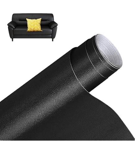 Pelle Sintetica Autoadesiva Nera 40x200 Cm - Toppa Per Riparare Divani
