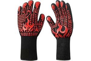OPACELUUK Guantes de Barbacoa para Asar a la Parrilla Guante ignífugo Resistente a Altas temperaturas para Asar a la Parrilla, Guantes de Cocina Seguros para Hombres, Manoplas de Horno, Fumador, Barbacoa