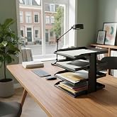 SteelLine 4 Katlı Metal Dosya Rafı - Masa &Uuml;st&uuml; Ultra Sağlam Ofis Organizer (29.5x30.5x25cm) (Siyah)
