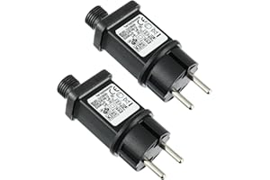 JAMHER 31V 6W LED Transformateur IP44 Adaptateur Pilote avec Minuterie 8 Modes pour Lumières de Décoration de Noël Lumières Clignotantes Lumières de Glaçons(2 Pièces)