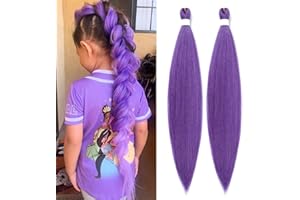 SEIMAINURS 2 Packs Purple Braiding Hair Extensions for Braids Pre Stretched Braiding Hair Extensions Yaki Synthetic Crochet Hair Halloween Cosplay (Dark Purple#, 24 Inch (Pack of 2))