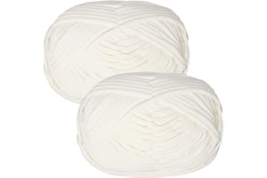 RENYIZ Chunky Yarn for Crochet, 2x50g Cotton Crochet Yarn Thick Wool for Beginners,Easy Amigurumi Crochet Starter Kit Cream Wool