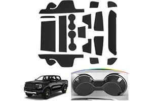 SKTU Door Slot Mat for 2024 Ford Ranger Door Groove Gate Pad Ford Ranger 2024 Accessories Fit 2024 Ranger (XL/XLT/Lariat/Raptor) Door Compartment Cup Center Console Liners (17Pcs Black)