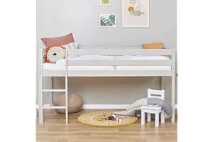 Hoppekids Letti ECO Comfort Halfhigh 90x200 + Doghe del letto | Grigio Tortora | Nordic Ecolabel | Pino Massiccio dall'UE