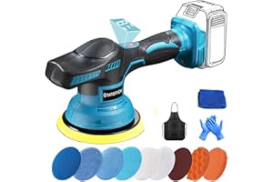 STATORICH Cordless Car Buffer Polisher, 6 Inch Mini Buffer Polisher Kit with 12 pcs Attachments,8 Variable Speed Orbital Polisher for Car Boat Detailing, Polishing,Scratch Removing (Battery Not Included)