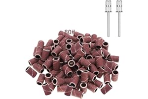 YOEZUO 100 Pièces Embouts Manchons pour Ponceuse à Ongle, 80 Grain Bandes de Ponçage Manchons pour Polissage Ongle pour Manucure Pédicure (2*Forets à Ongles)