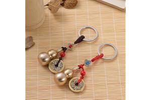 MaoNativey 2 llaveros de Dinero de Feng Shui, Wu Lou Llavero para con Monedas Chinas de Feng Shui para Riqueza de longevidad