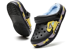 FRTUBOP Kinder Winter Lined Clogs Mädchen Jungen Warme Gefüttert Hausschuhe rutschfeste Pantoffeln Gartenschuhe Licht Slipper Indoor Outdoor
