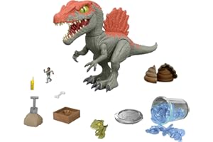 Mattel Mattel Jurassic World Crushivores Spinozaur Dziki ucieknier Zestaw Figurka dinozaura z piaskiem, żelem i masą, do zabawy w odpakowywanie, odkrywanie i ratowanie, HTP71