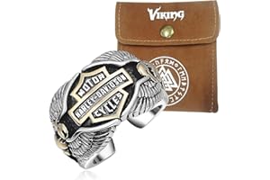 Zoshfo Offener Verstellbarer Ring Im Vintage-Stil Aus Sterlingsilber Für Herren Im Biker-Stil,Vergoldeter „Harley-Davidson Siegelring Mit Fingerband
