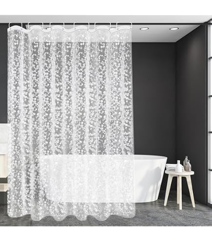 Rideau De Douche Extra Long 180x220cm - Polyester Blanc Anti-moisissure