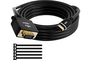 Mygatti Câble adaptateur HDMI vers VGA 3 m, unidirectionnel HDMI (source) vers VGA (moniteur),mâle/mâle,D-SUB 15 Pin Full HD/1080p,Pour moniteur,projecteur,PC,HDTV, avec 5 attaches-câble