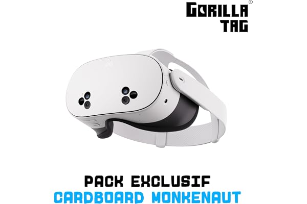 Meta Quest 3S 128 Go | Casque VR — 33% de mémoire en Plus — 2 x Plus de Performance Graphique — Réalité virtuelle sans Fil — Pack Gorilla Tag Cardboard Monkenaut — Exclusivité Amazon