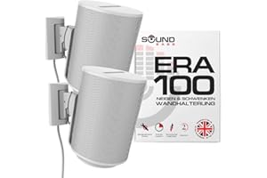 Sound bass ERA100 Wandhalterung neig- und schwenkbar, Weiß, Twin (2 Stück), kompatibel mit Sonos ERA 100, mühelose Installation, inklusive Montageset, doppelt, Paar