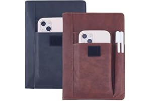 CRASPIRE 2 Copertina per Libro A Colori in Pelle PU A5 Custodia per Libro Impermeabile Marrone Nero Riutilizzabile per Libri Tascabili Quaderni con Tasche per Penne per Amanti dei Libri Regali