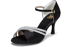 JIAJIA 20524 Sandales pour femme Talon évasé Super Satin Latine Strass Chaussures de danse