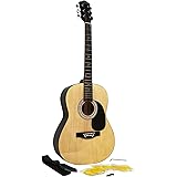 Martin Smith Chitarra acustica con corde, plettri e tracolla per chitarra, Naturale