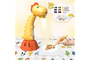 MFEESYOB Zeichenprojektor für Kinder mit 96 Dia-Cartoon-Mustern und 12 Farbpinseln, Smart Art Sketcher-Projektor für Mädchen und Jungen von 3–8 Jahren (Gelb)