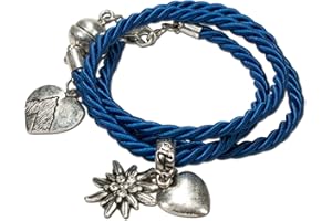 Alpenflüstern Trachten-Wickelarmband Edelweiß - Damen-Trachtenschmuck, Trachtenarmband, Kordel-Armband in traditionellen Farben DAB026