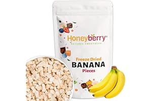 HONEYBERRY Banane Liofilizzate a Pezzi 100g - Frutta Liofilizzata - Banane Disidratate ed Essiccate - Frutta Disidratata e Secca - Perfette per Dolci, Decorazioni, Frullati, Muesli e Dessert