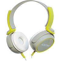 Adcom Junior On-Ear Wired Stereo Headphones with Adjustable Leather Padded Cushions and 40mm Drivers (Grey/Green)