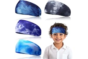 IHLOOTD Bandeau Cheveux Garcon 4 Pièces Bandeau Sport Cheveux Enfant Serre-Tete Anti Transpiration Velo Ete Serre Tete Garcon Sport pour Activités de Plein Air, Accessoires du Quotidien, Running (B, B)