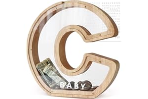 DBPBToU Spardose aus Holz Buchstaben, Sparschwein Durchsichtig für Kinder, Sparbox Personalisierte, Kreative Piggy Bank für Geburtstag Geschenk/Heimdekoration/Keepsake (C)